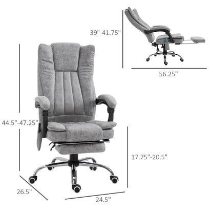 Office Chair 6-point Vibration Massage Chair Micro Fiber Recliner with Retractable Footrest Grey Massage Chairs   at Gallery Canada