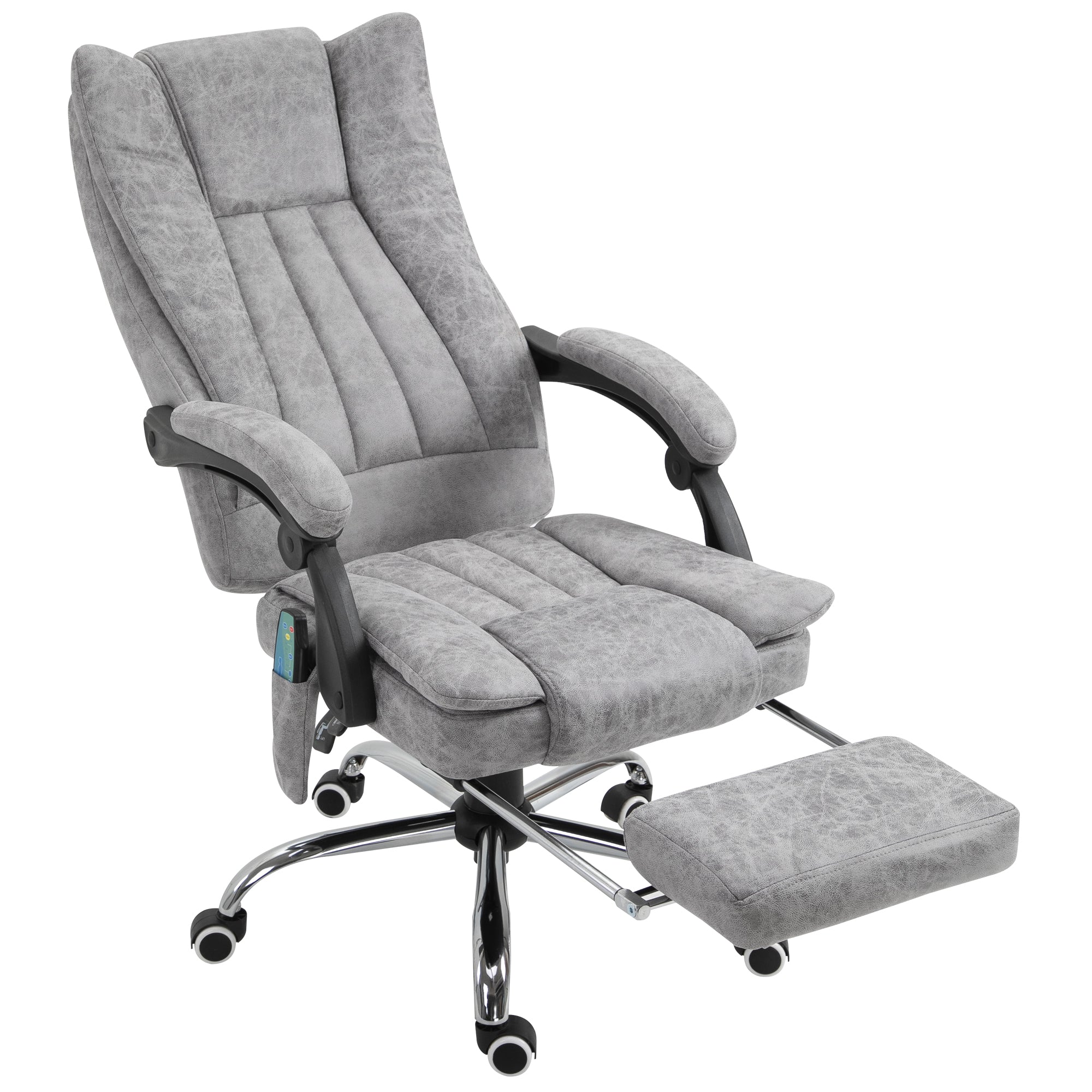 Office Chair 6-point Vibration Massage Chair Micro Fiber Recliner with Retractable Footrest Grey Massage Chairs Grey  at Gallery Canada