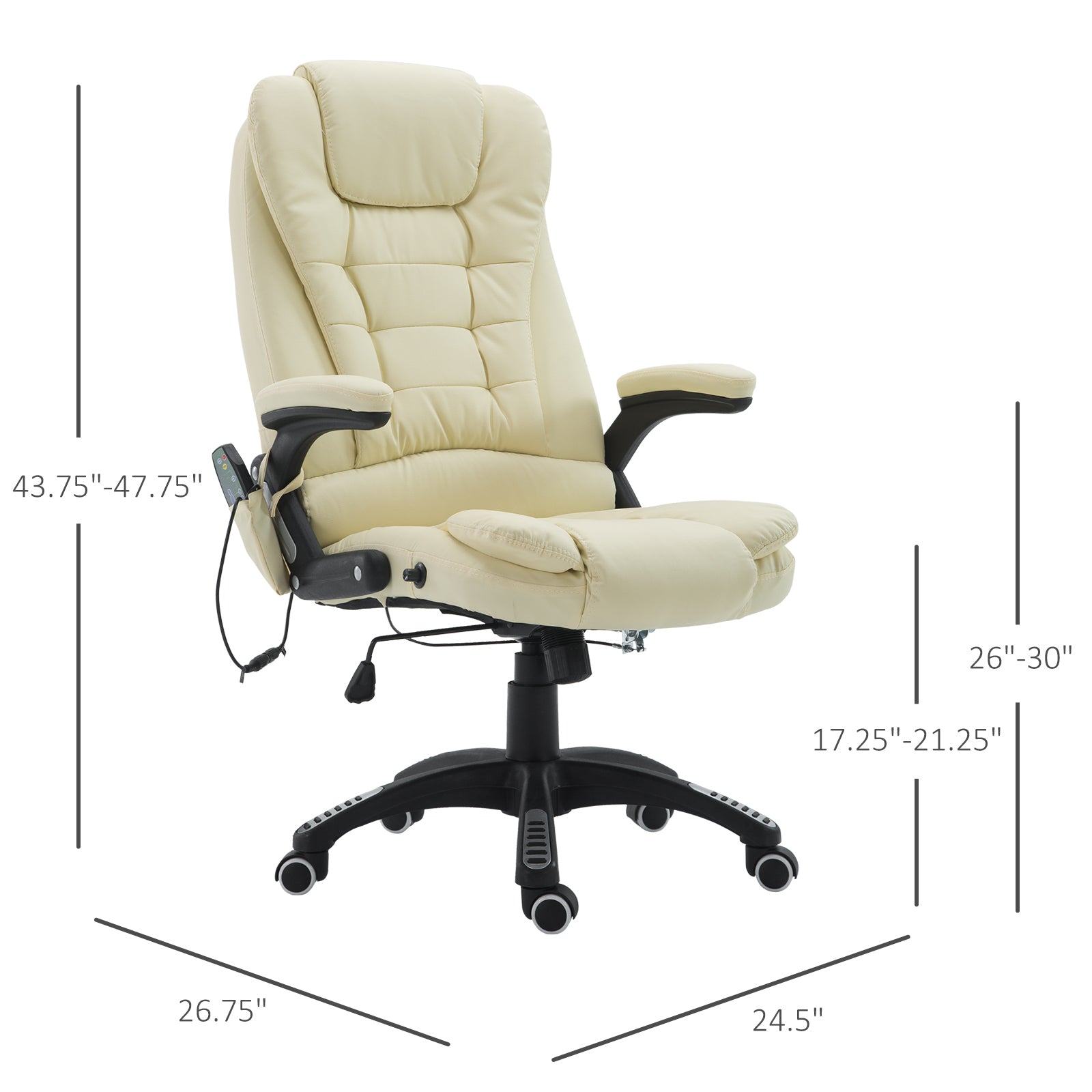 Office Chair Adjustable Heated Ergonomic Massage Swivel Vibrating High Back Leather Executive Chair Office Furniture (Beige) Massage Chairs   at Gallery Canada