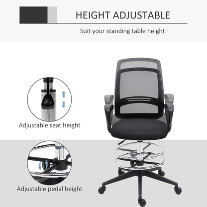 Office Chair Drafting Chair Tall with Foot Ring, Mid-Back Mesh Ergonomic for Standing Desk Drafting Table 360° Swivel Office Stool, Black Task Chairs   at Gallery Canada