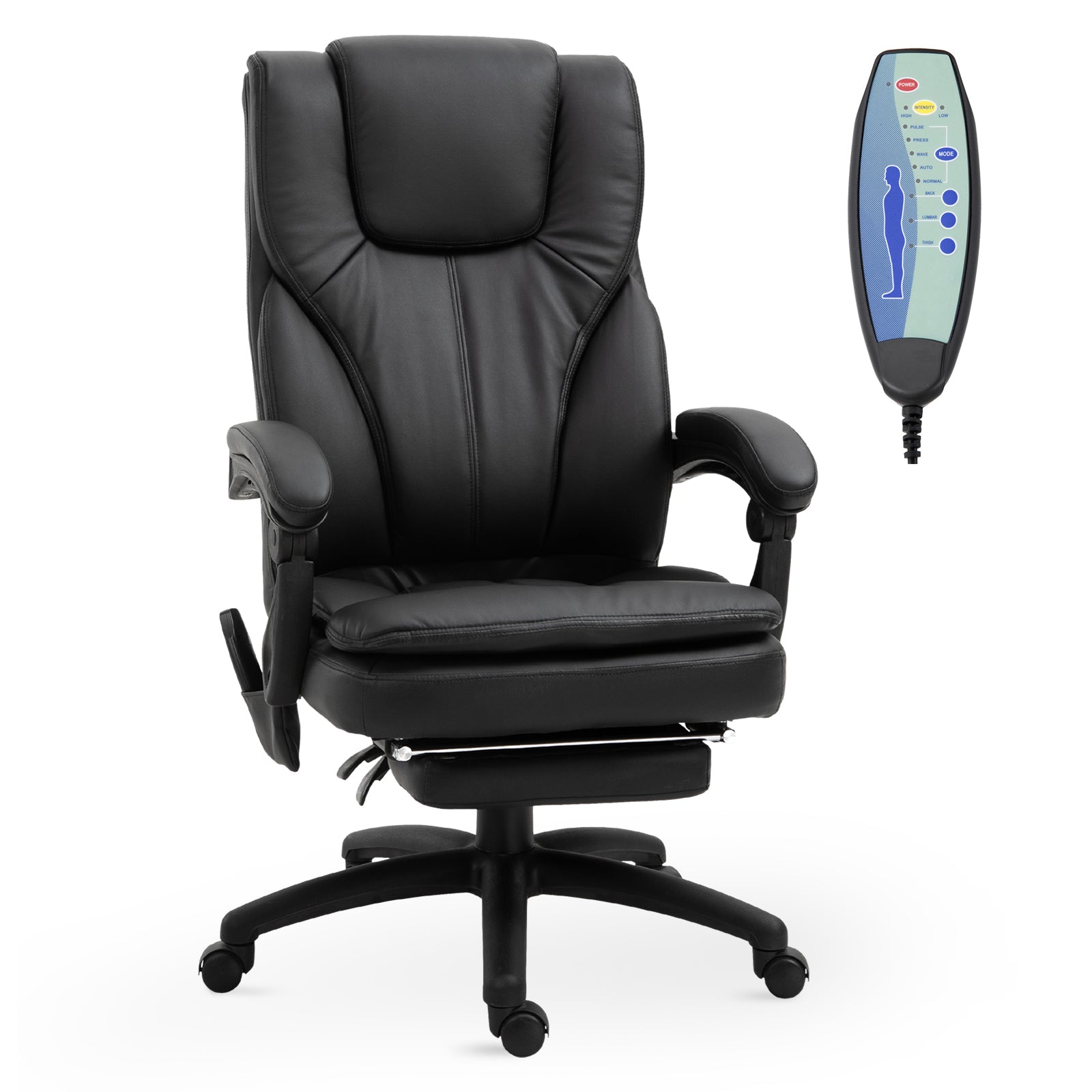 Office Chair High Back 6-Point Vibration Massage Reclining 360° Swivel Height Adjustable with Retractable Footrest Massage Chairs   at Gallery Canada