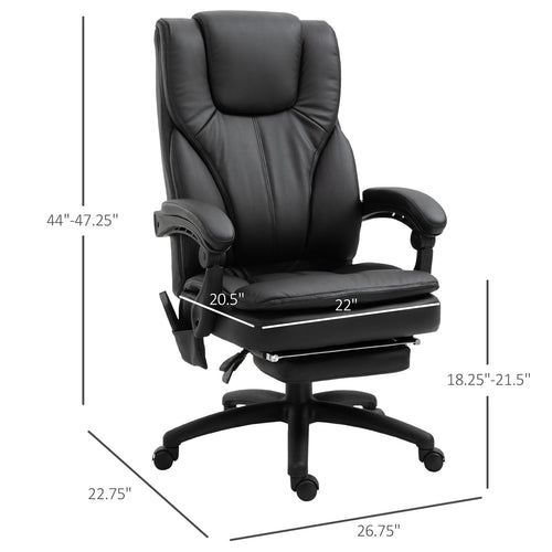 Office Chair High Back 6-Point Vibration Massage Reclining 360° Swivel Height Adjustable with Retractable Footrest