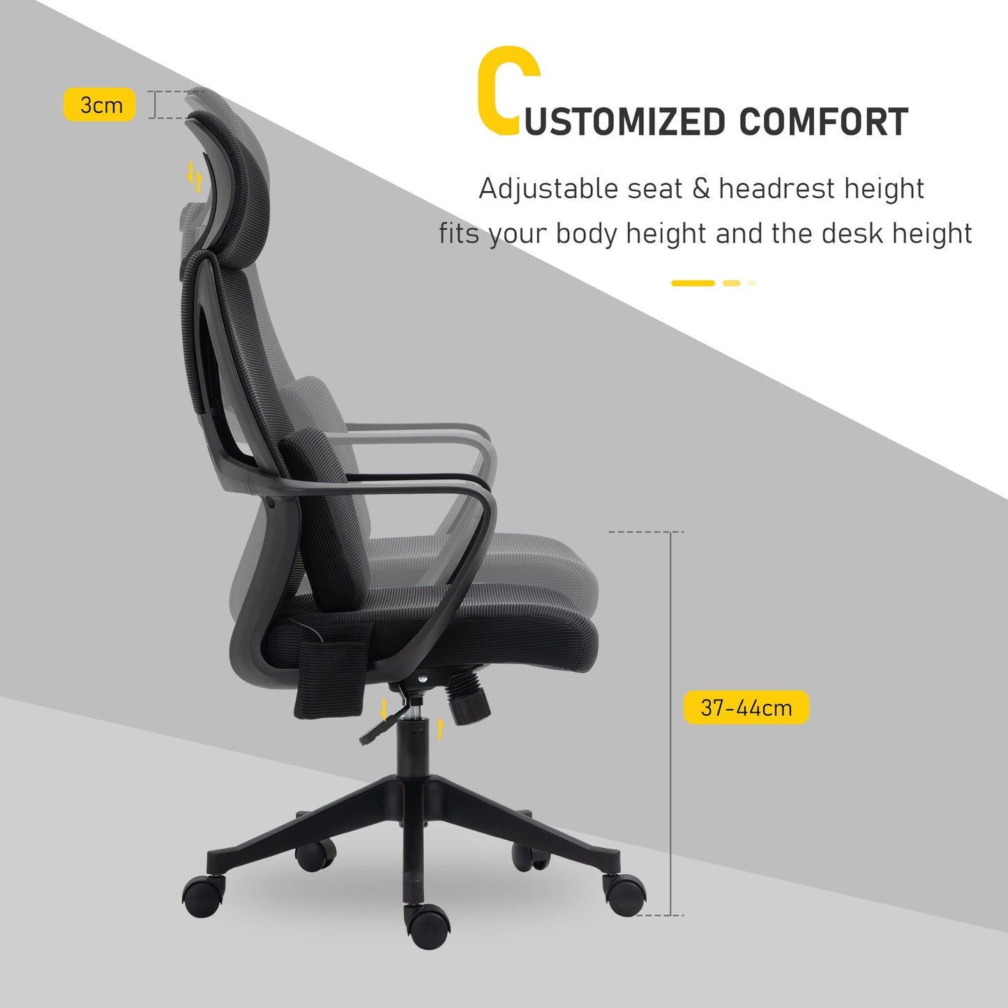 Office Chair High Back, Ergonomic Mesh Computer Chair Executive Task Chair with Massage Lumbar Support &; Headrest Rocking Massage Chairs   at Gallery Canada