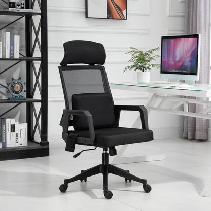 Office Chair High Back Mesh Desk Chair with 2-Point Vibration Massage Lumbar Support Pillow, Headrest, Ergonomic Swivel Back Massage Chairs   at Gallery Canada