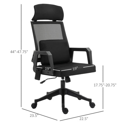 Office Chair High Back Mesh Desk Chair with 2-Point Vibration Massage Lumbar Support Pillow, Headrest, Ergonomic Swivel Back Massage Chairs   at Gallery Canada