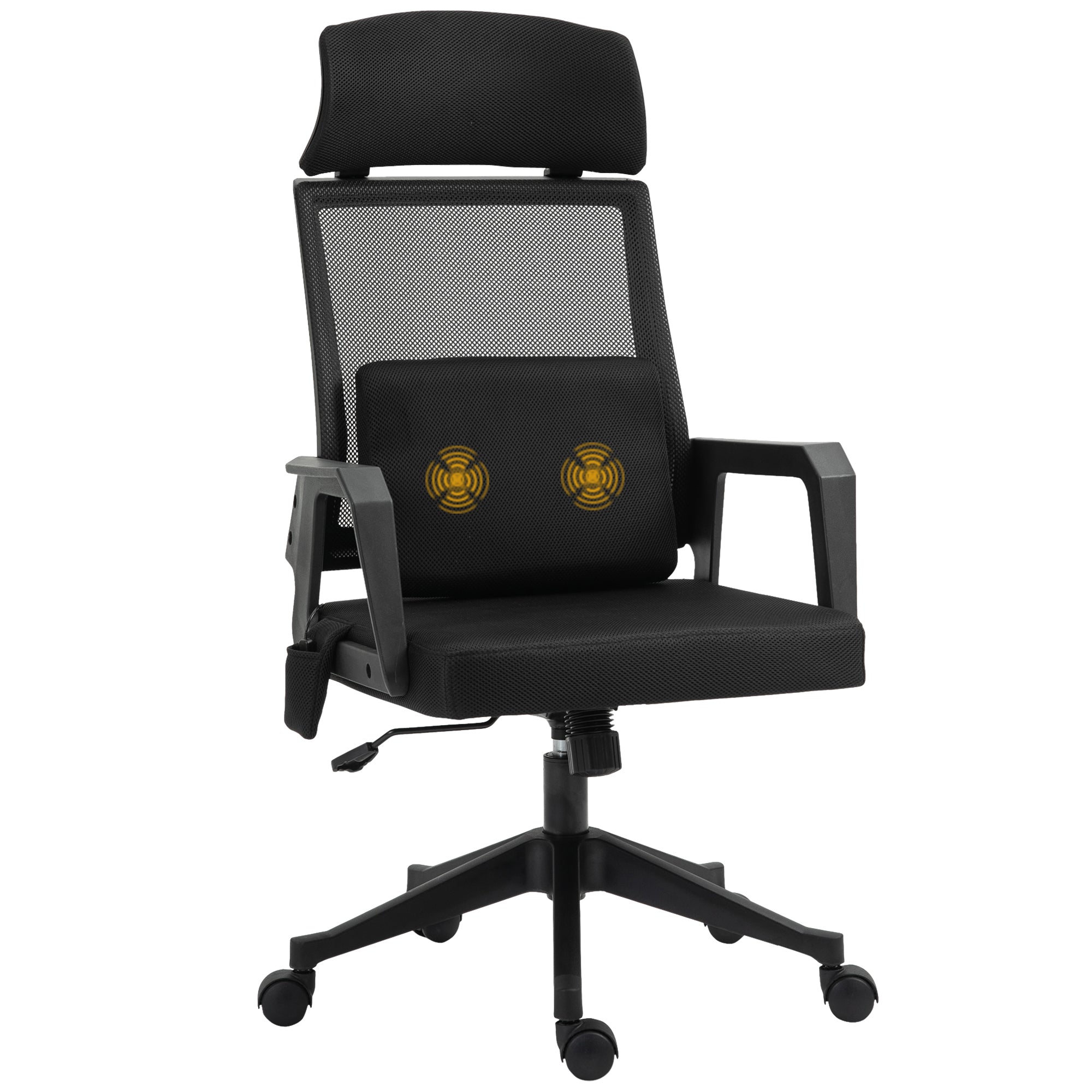 Office Chair High Back Mesh Desk Chair with 2-Point Vibration Massage Lumbar Support Pillow, Headrest, Ergonomic Swivel Back Massage Chairs Black  at Gallery Canada