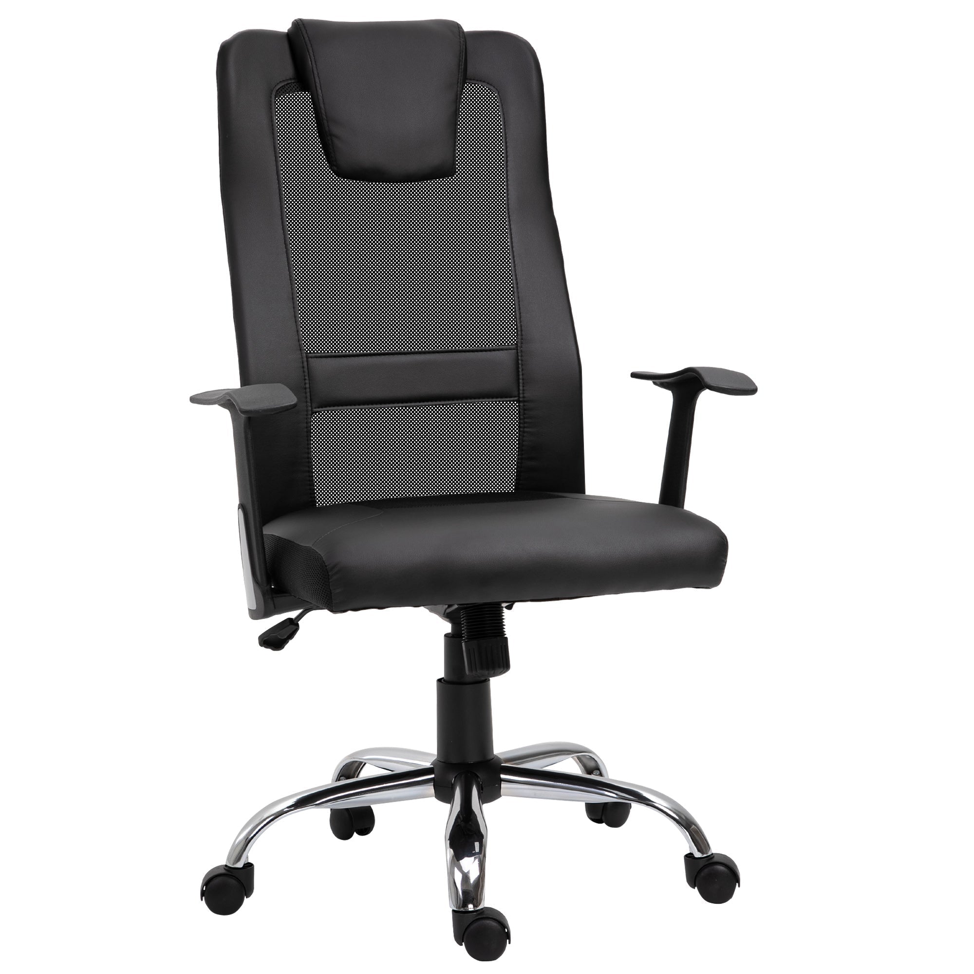 Office Chair High Back Mesh Ergonomic Computer Desk Seat Thick Padded Headrest with Armrest Office Black Task Chairs Black  at Gallery Canada