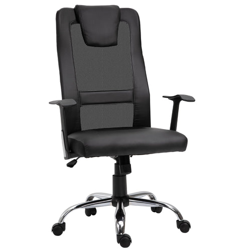 Office Chair High Back Mesh Ergonomic Computer Desk Seat Thick Padded Headrest with Armrest Office Black