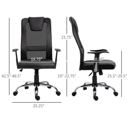 Office Chair High Back Mesh Ergonomic Computer Desk Seat Thick Padded Headrest with Armrest Office Black Task Chairs   at Gallery Canada