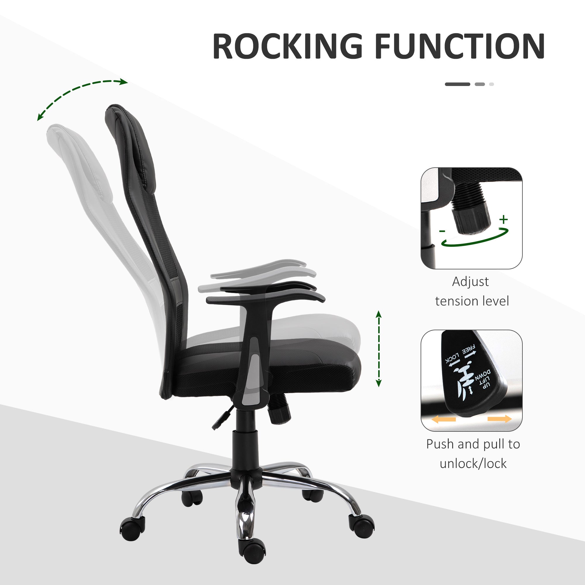 Office Chair High Back Mesh Ergonomic Computer Desk Seat Thick Padded Headrest with Armrest Office Black Task Chairs   at Gallery Canada