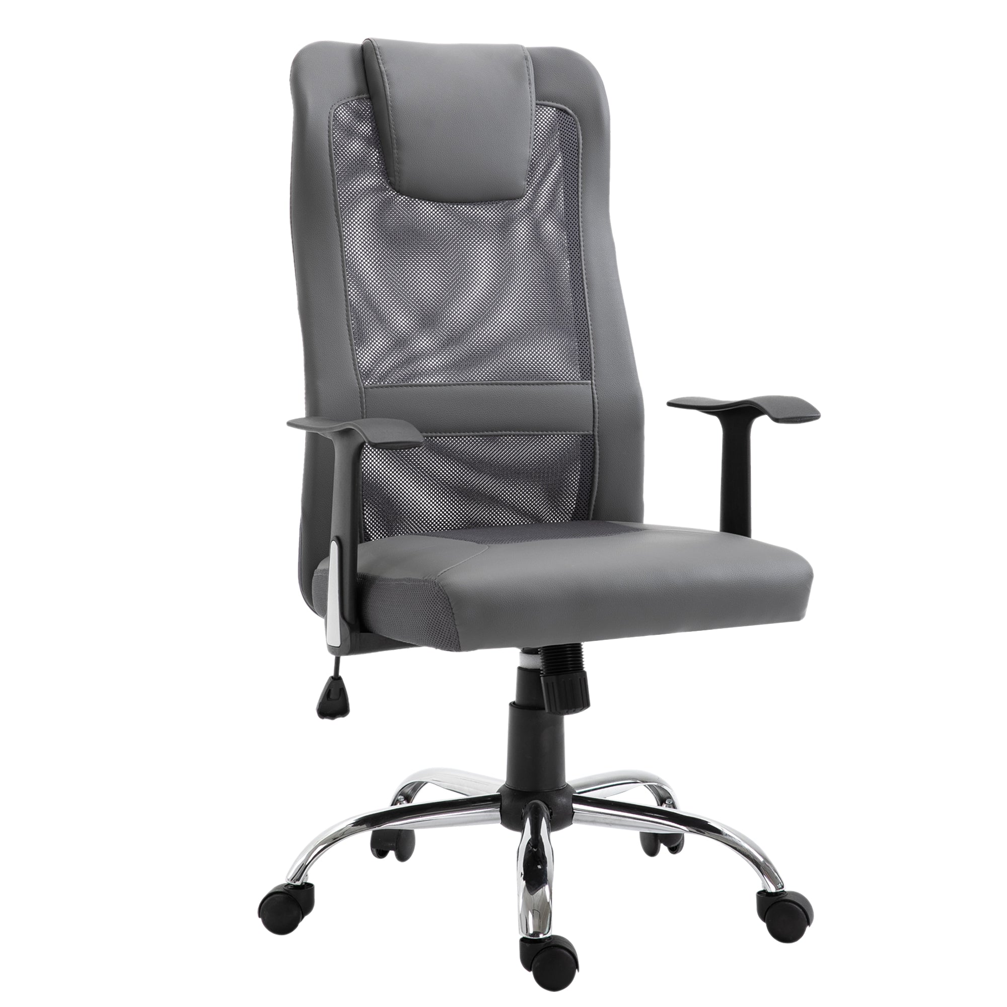 Office Chair High Back Mesh Ergonomic Computer Desk Seat Thick Padded Headrest with Armrest Office Grey Task Chairs Grey  at Gallery Canada