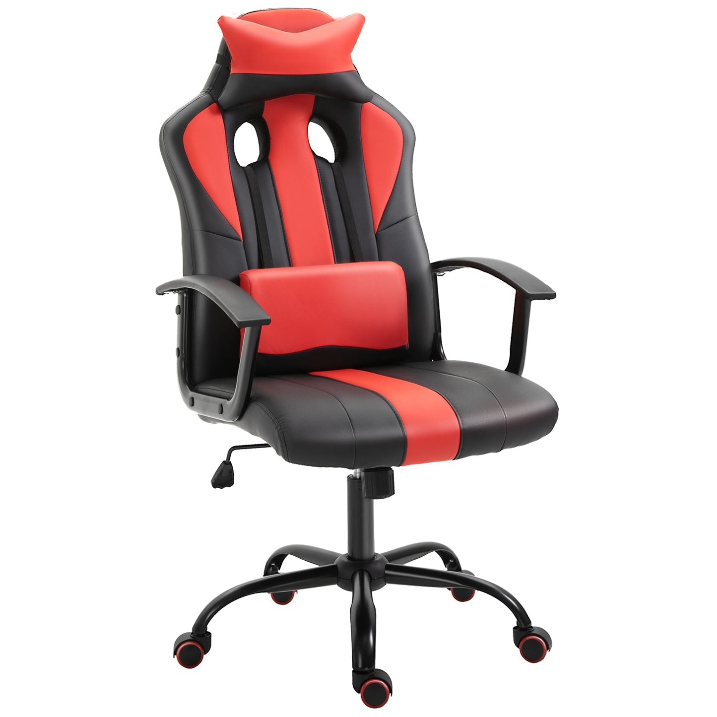 Office Chair High Back Racing Style Gaming Chair Adjustable PU Leather Swivel Computer Task Seat with Lumbar Support and Pillow Red Video Game Chairs Red and Black  at Gallery Canada