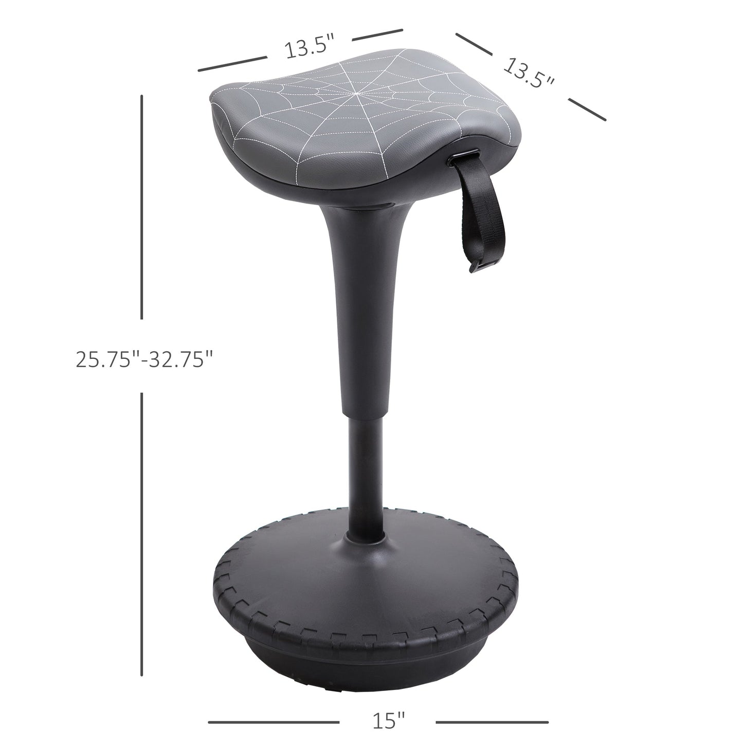 Office Chair Lift Wobble Stool Standing Chair 360° Swivel, Tilting, with Adjustable Height and Saddle Seat, Grey Task Chairs   at Gallery Canada