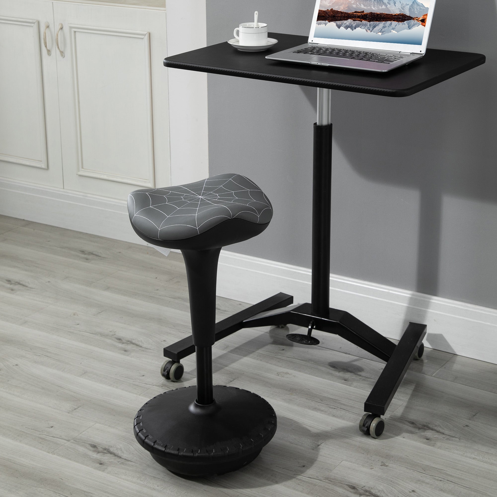 Office Chair Lift Wobble Stool Standing Chair 360° Swivel, Tilting, with Adjustable Height and Saddle Seat, Grey Task Chairs   at Gallery Canada