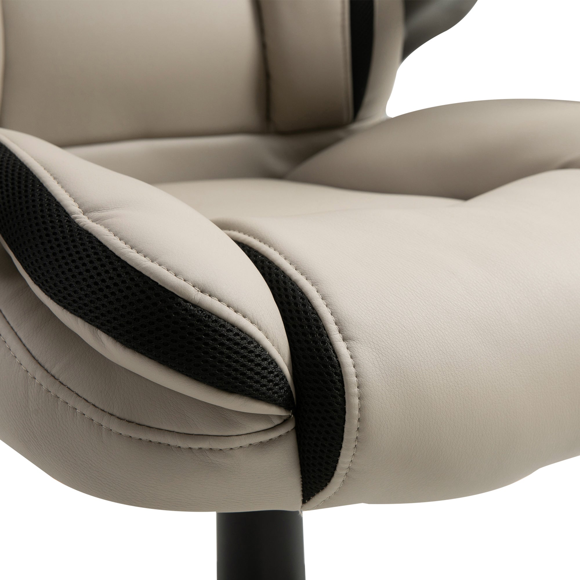 Office Chair PU Leather Executive on Rolling Wheels Task Computer Height Adjustable Swivel Ergonomic, Greige and Black Executive & Manager Chairs   at Gallery Canada