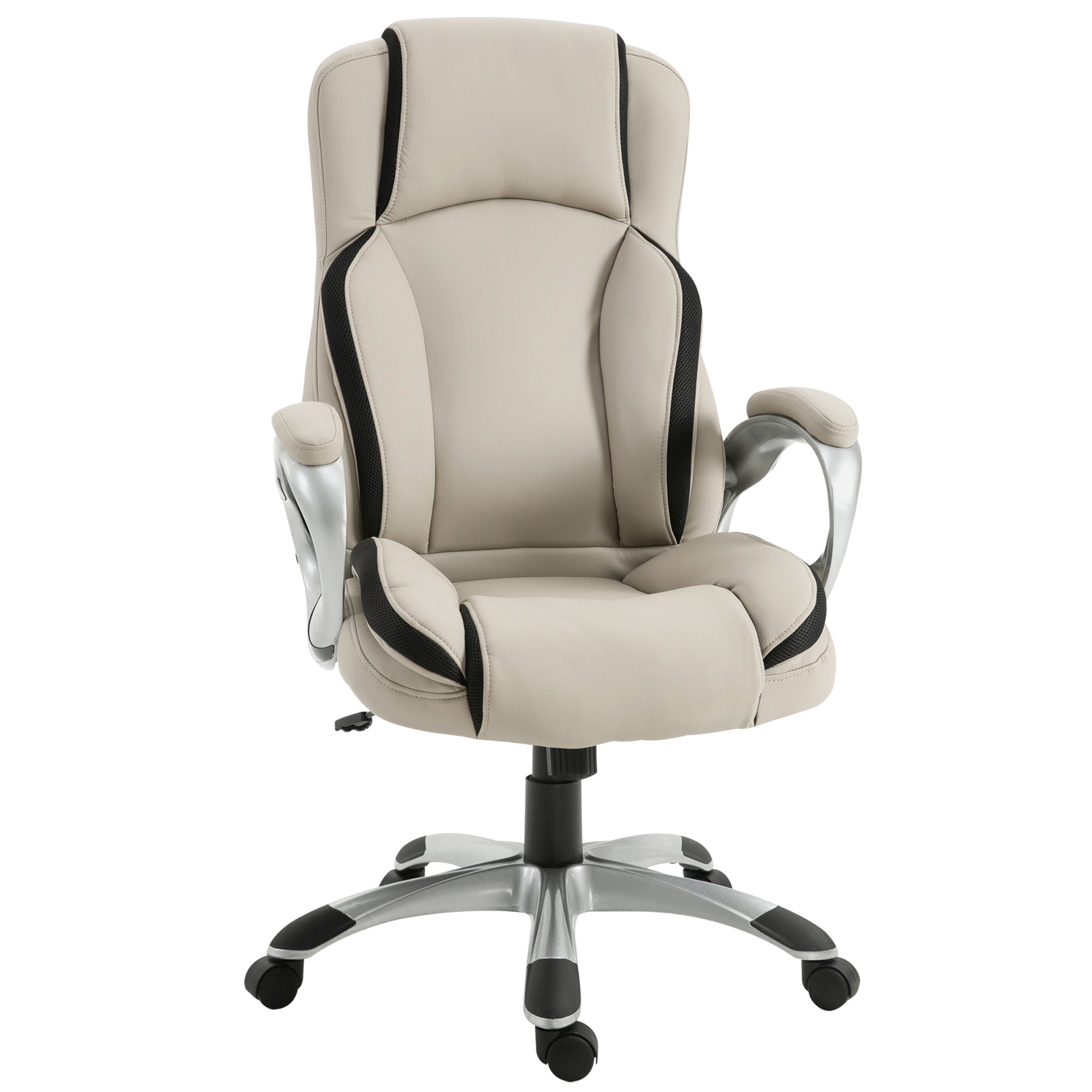 Office Chair PU Leather Executive on Rolling Wheels Task Computer Height Adjustable Swivel Ergonomic, Greige and Black Executive & Manager Chairs Multi Colour  at Gallery Canada