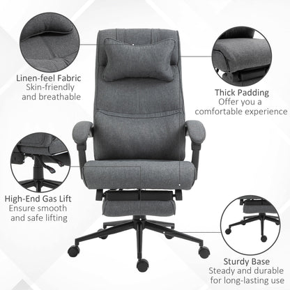 Office Recliner Chair Executive High Back Office Chair with Footrest, Grey Executive & Manager Chairs   at Gallery Canada