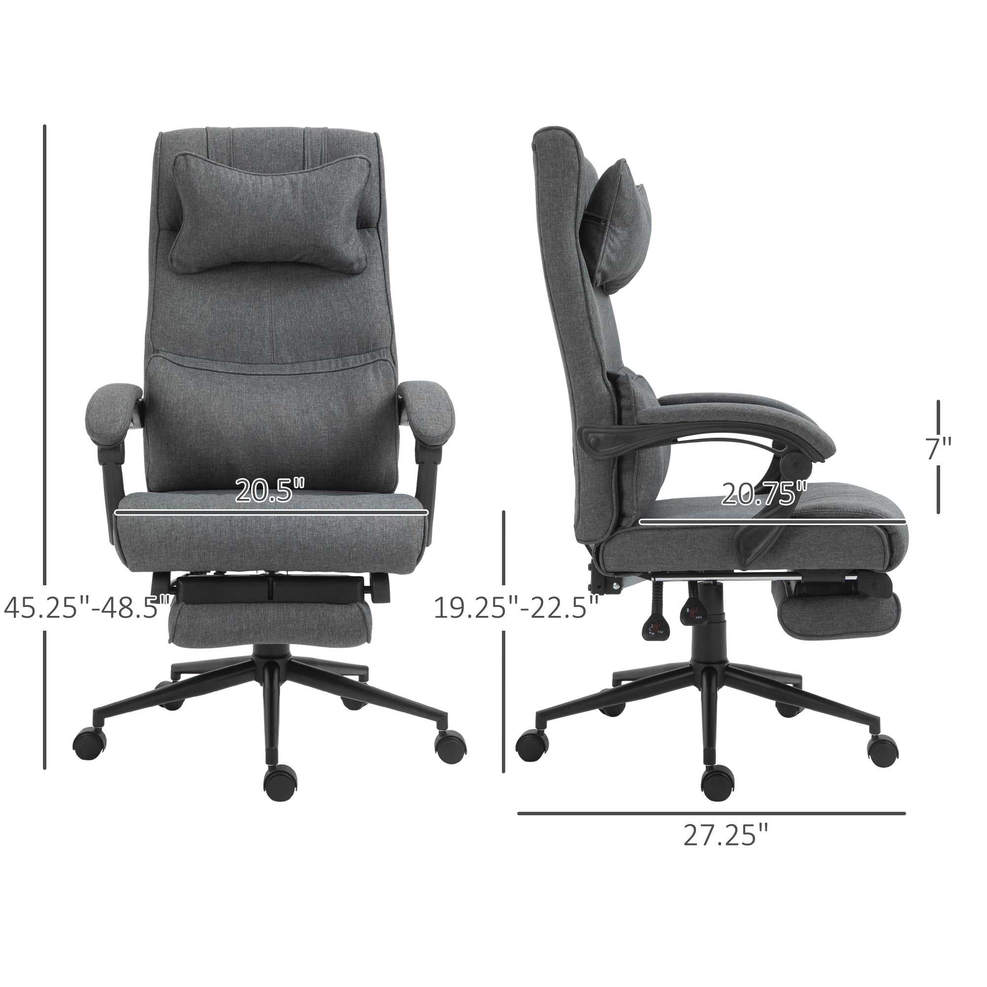 Office Recliner Chair Executive High Back Office Chair with Footrest, Grey Executive & Manager Chairs   at Gallery Canada