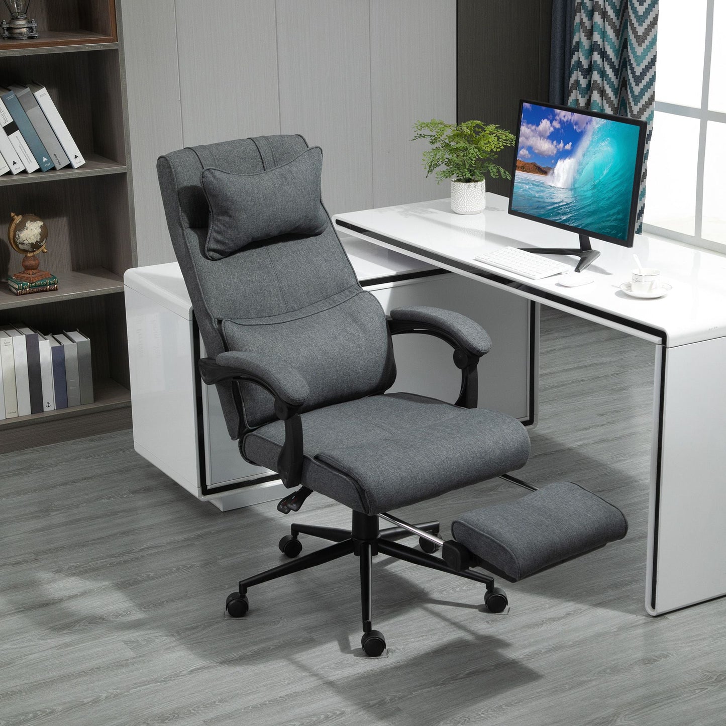 Office Recliner Chair Executive High Back Office Chair with Footrest, Grey Executive & Manager Chairs   at Gallery Canada