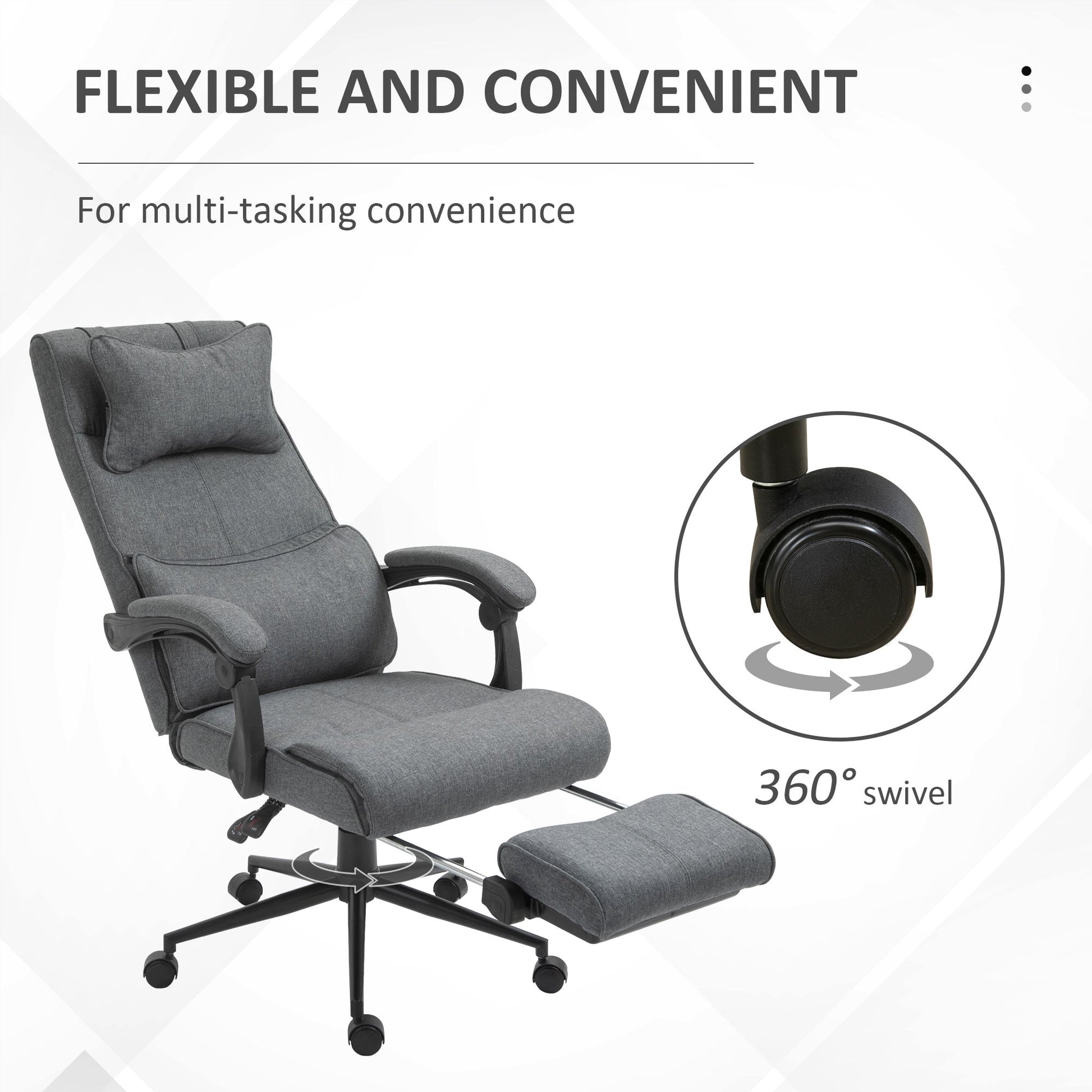 Office Recliner Chair Executive High Back Office Chair with Footrest, Grey Executive & Manager Chairs   at Gallery Canada