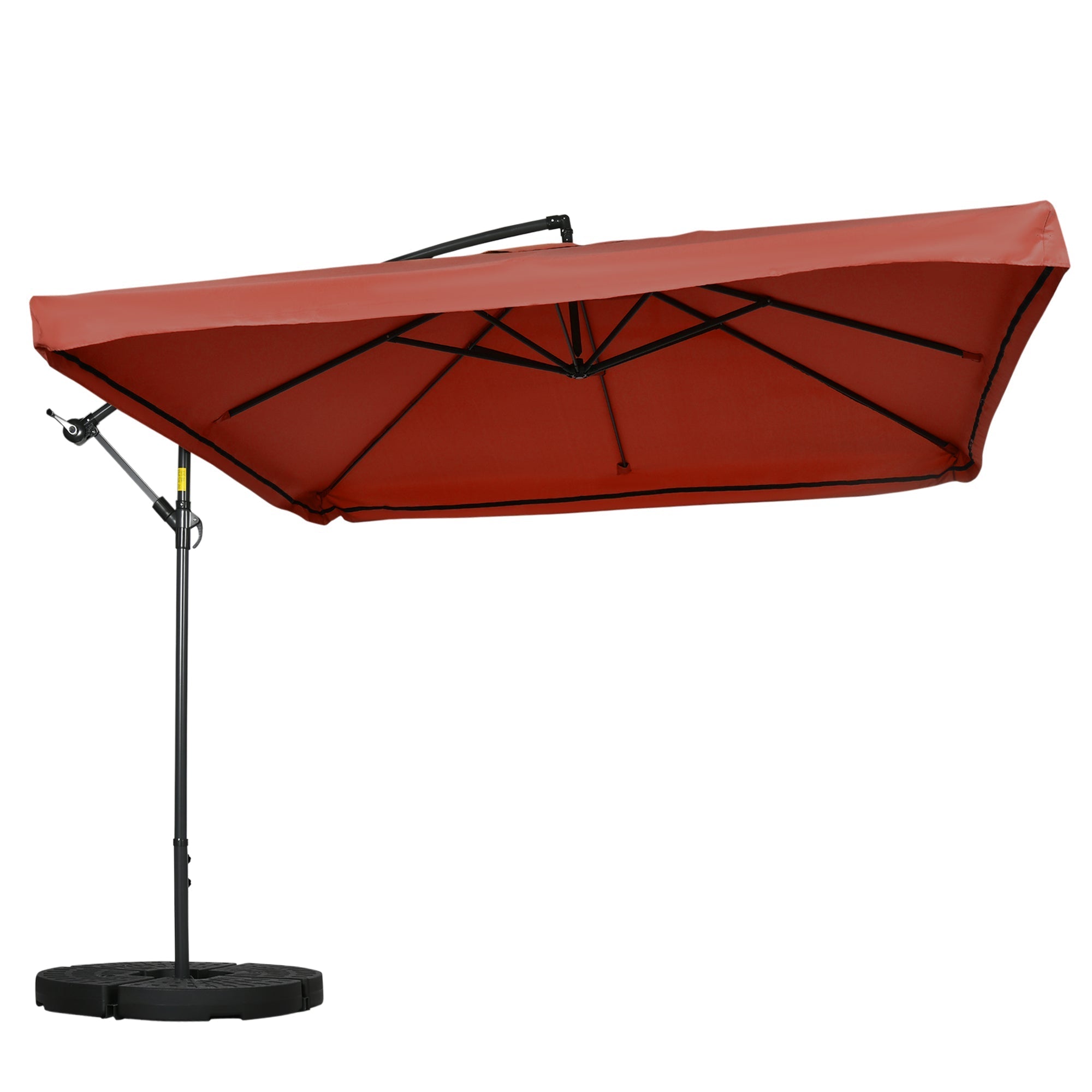 Adjustable Offset Patio Umbrella with Net, Base, and 8 Ribs - Wine Red Cantilever Umbrellas Multi Colour  at Gallery Canada