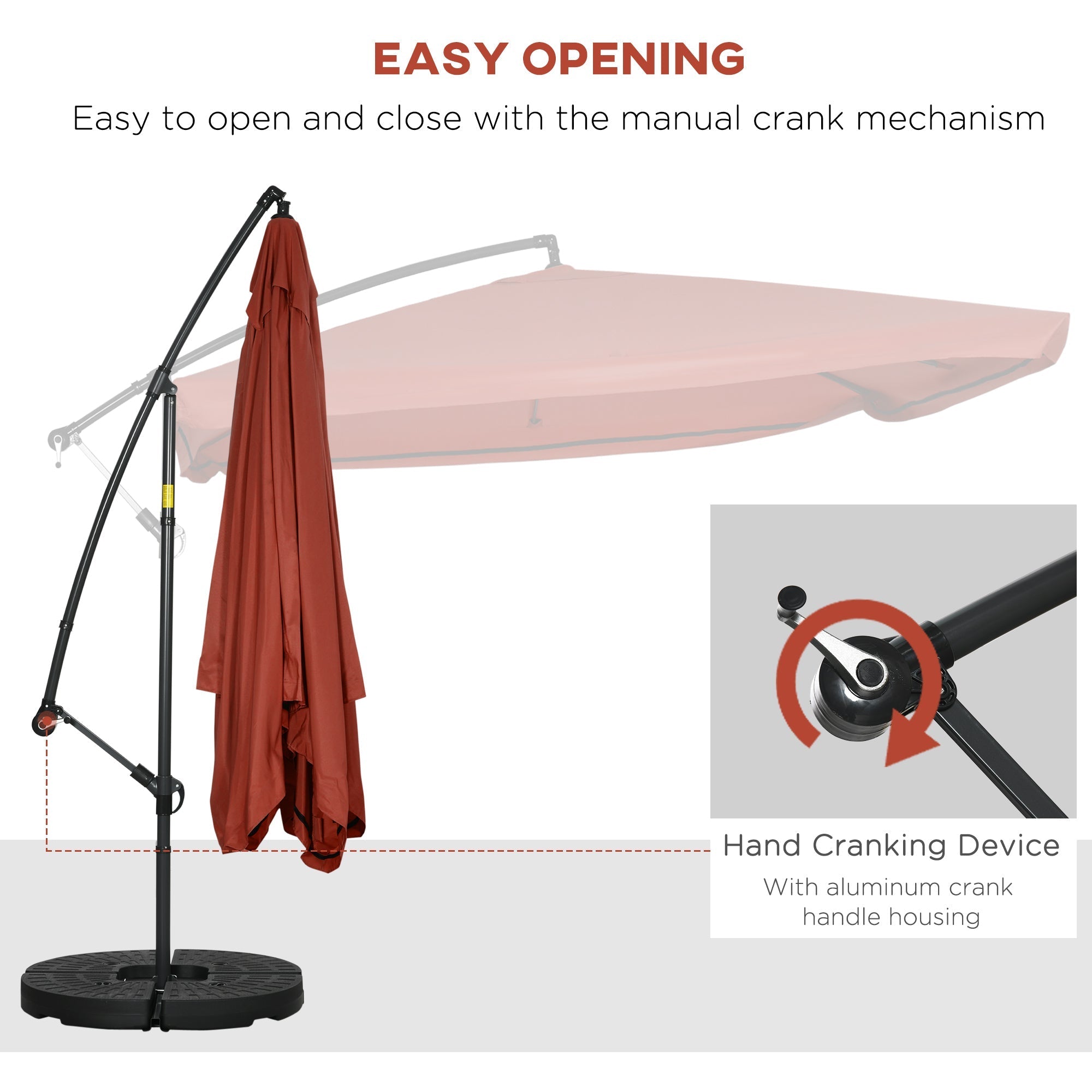 Adjustable Offset Patio Umbrella with Net, Base, and 8 Ribs - Wine Red Cantilever Umbrellas   at Gallery Canada