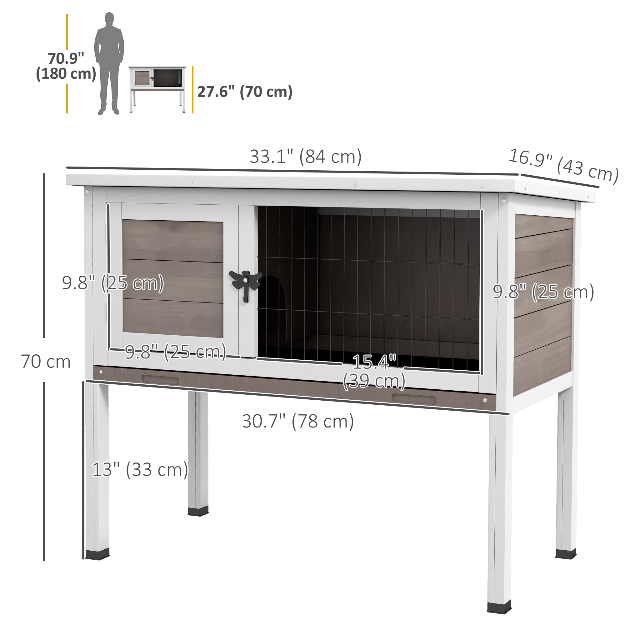 Wooden Rabbit Hutch with Openable Asphalt Roof, Tray, Brown Rabbit Hutch at Gallery Canada