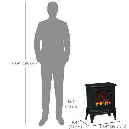 Electric Fireplace Heater, Freestanding Fireplace Stove with Realistic Flame and Overheat Protection, 750W/1500W, Black Electric Fireplaces   at Gallery Canada