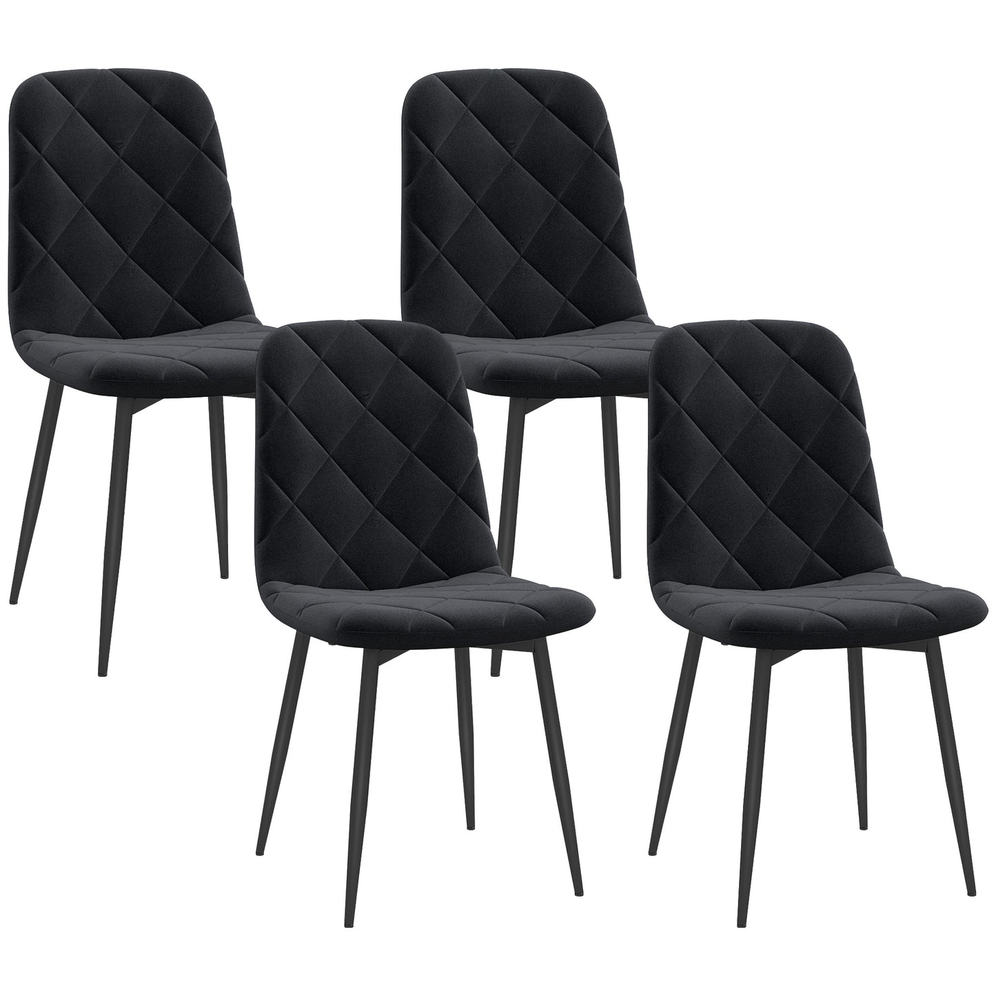 Dining Chairs Set of 4, Upholstered Dining Room Chairs with Steel Legs, Modern Kitchen Chair for Dining Room, Black Dining Chairs   at Gallery Canada