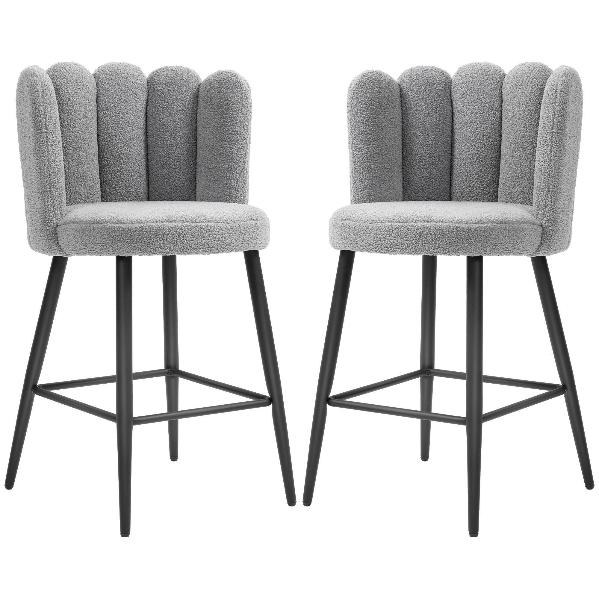 Faux Cashmere Bar Stools Set of 2 Counter Height Bar Stools with Back for Home Kitchen, 20.5