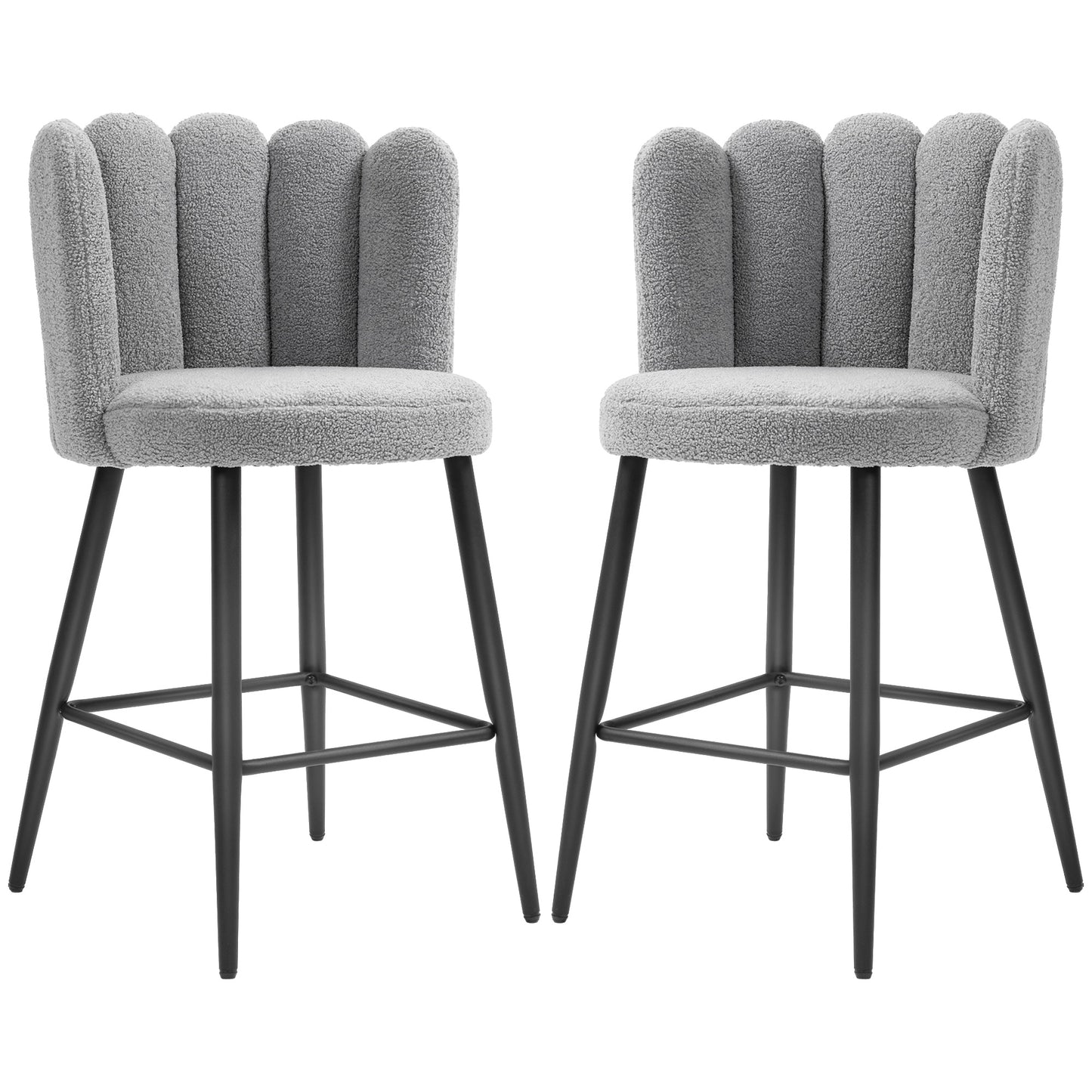 Faux Cashmere Bar Stools Set of 2 Counter Height Bar Stools with Back for Home Kitchen, 20.5"x19.7"x36.6", Grey Bar Stools   at Gallery Canada