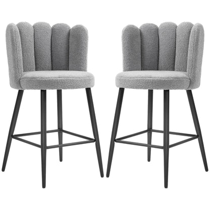 Faux Cashmere Bar Stools Set of 2 Counter Height Bar Stools with Back for Home Kitchen, 20.5"x19.7"x36.6", Grey Bar Stools   at Gallery Canada