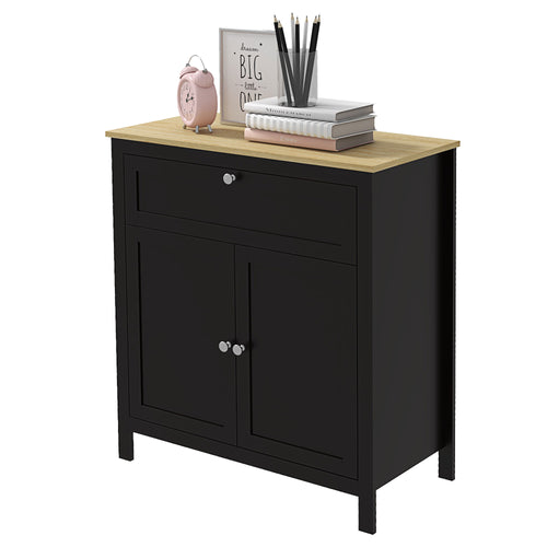 Sideboard Cabinet, Buffet Table with Drawer, Double Door Cupboard and Adjustable Shelf for Living Room, Entryway, Black