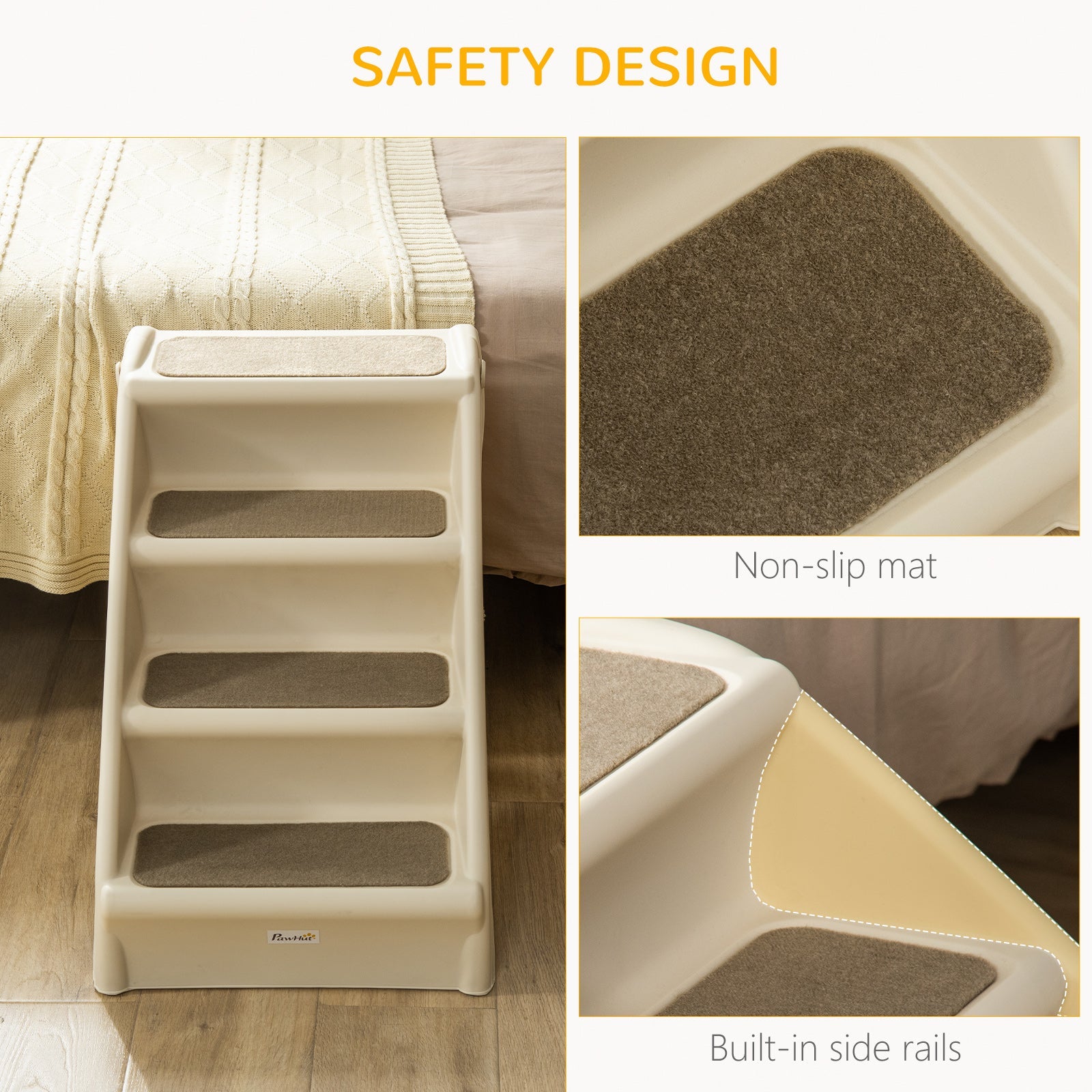 4-Level Portable Dog Stairs, Foldable Dog Steps for Small Dogs, Lightweight Cat Steps, with Nonslip Soft Mats, for High Bed, Sofa, Beige Cat Stairs   at Gallery Canada