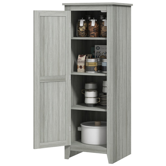 48" Kitchen Pantry Storage Cabinet w/ Barn Door, Kitchen Pantry Cabinet w/ Adjustable Shelves, Grey Wood Grain Kitchen Pantry Cabinets   at Gallery Canada