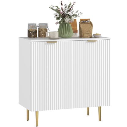 Modern Kitchen Storage Cabinet, Sideboard Buffet Cabinet with Adjustable Shelves and Metal Legs for Kitchen, White Bar Cabinets at Gallery Canada