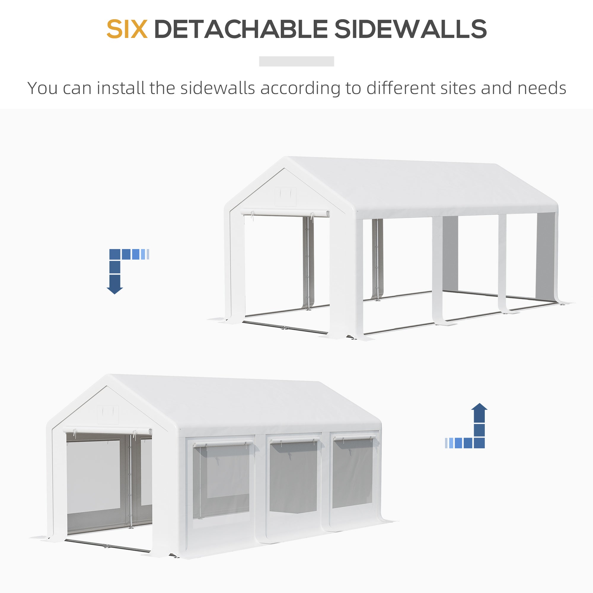 20' x 10' Party Tent Canopy, Gazebo Tent with 6 Removable Side Walls and Windows for Outdoor Event, White Canopy Tents at Gallery Canada