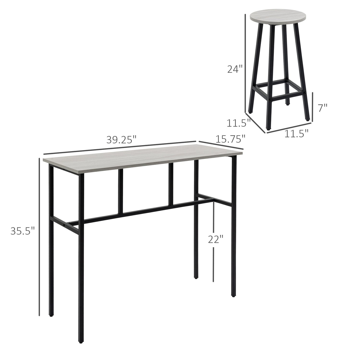 6-Piece Bar Table Set, 2 Breakfast Tables with 4 Stools, Counter Height Dining Tables &; Chairs for Kitchen, Living Room, Grey Bar Sets   at Gallery Canada