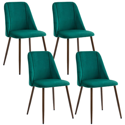 Upholstered Dining Chairs Set of 4, Velvet Accent Chair with Back and Wood-grain Steel Leg for Kitchen Bar Stools   at Gallery Canada