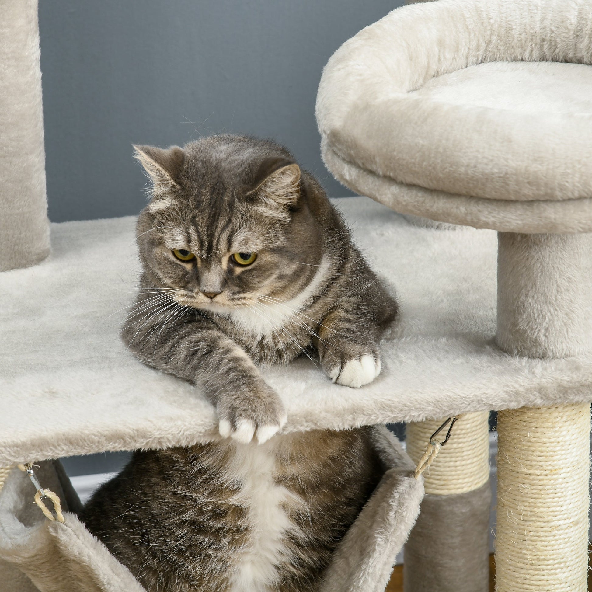 57.5" Cat Tree for Indoor Cats with Scratching Posts, Cat Condo with Hammock, Bed, Toys, Grey Cat Towers   at Gallery Canada