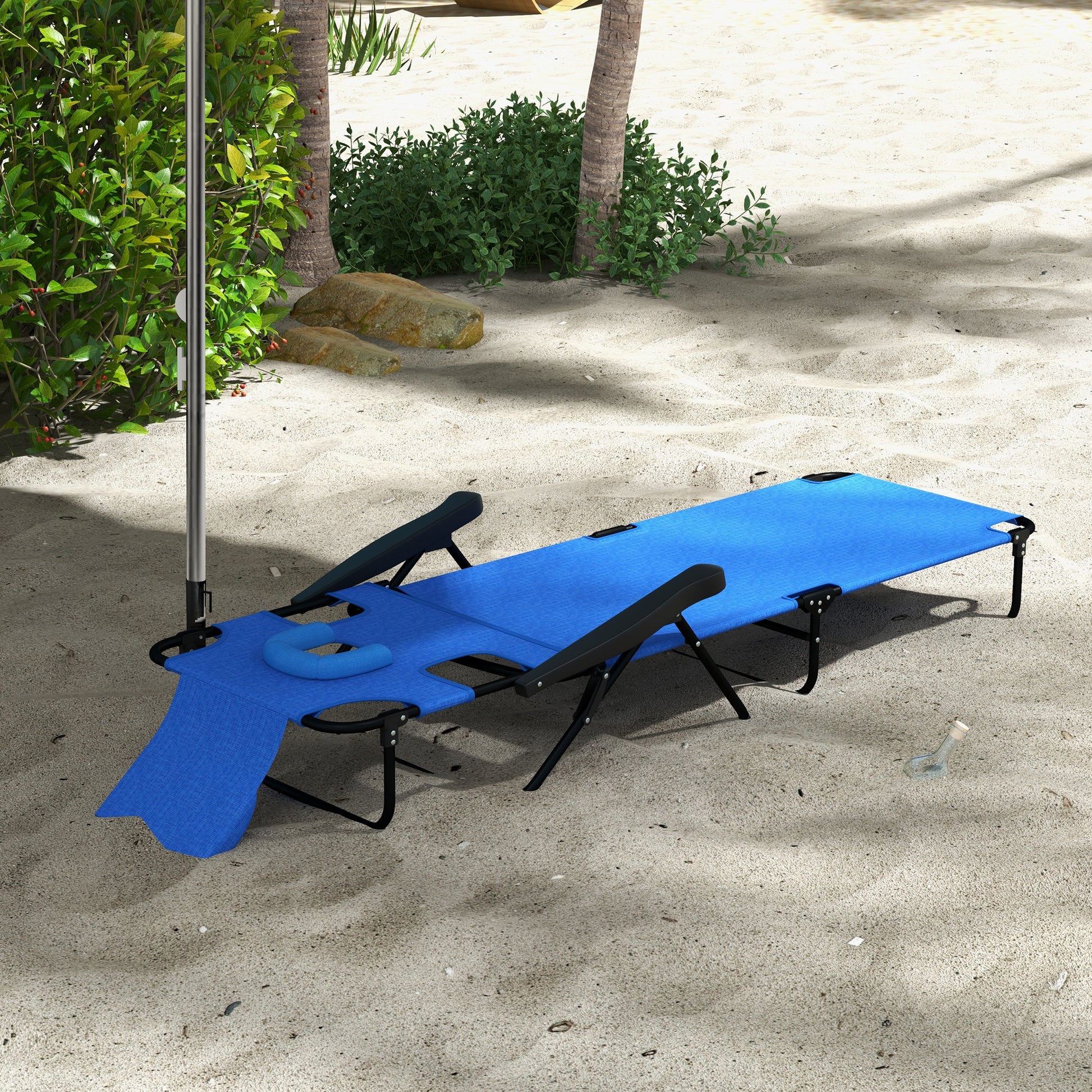 Folding Lounge Chair w/ Reclining Back, Dark Blue Lounger Chairs Multi Colour  at Gallery Canada