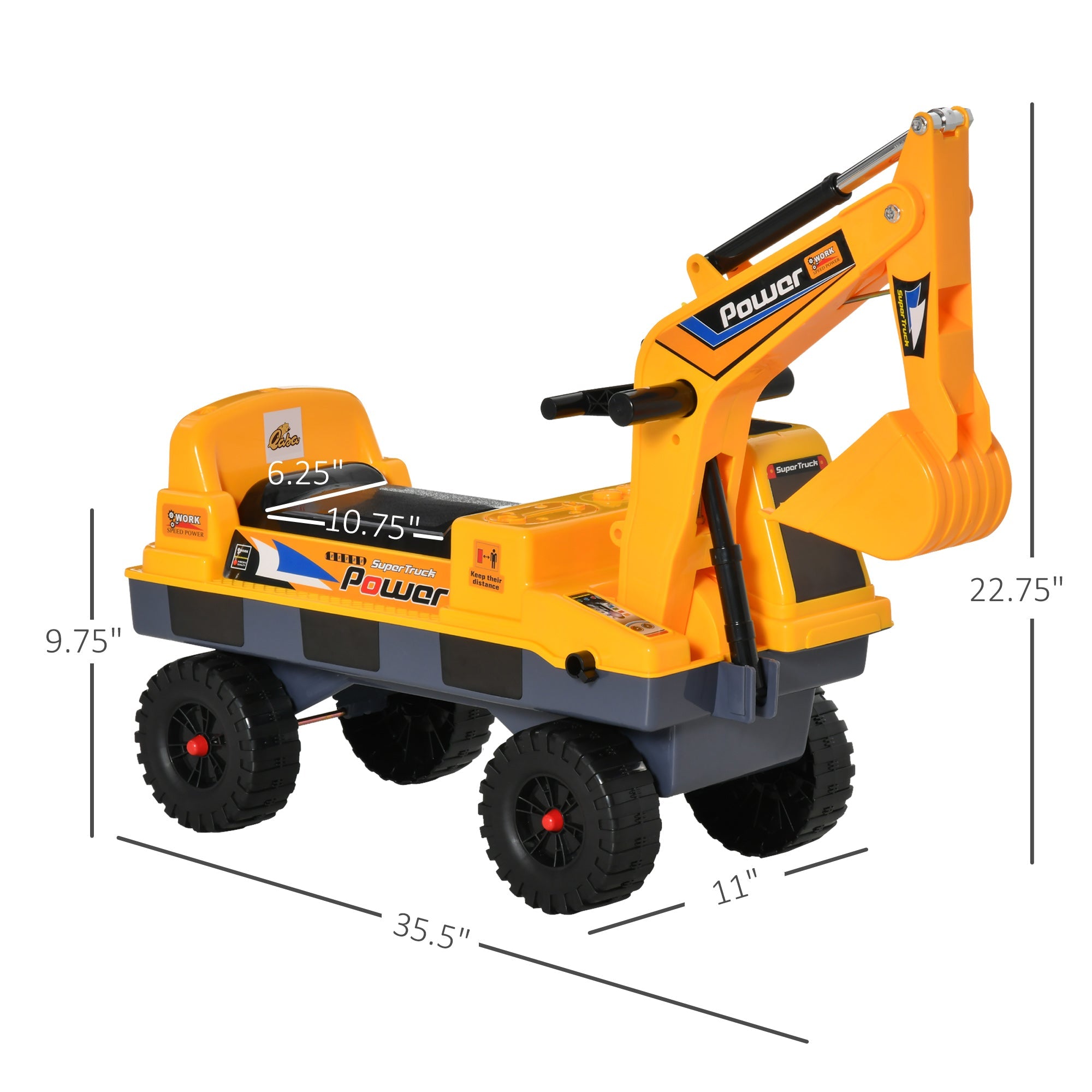 2-in-1 Ride-On Excavator Truck Toy with Music and Lights, Yellow Toy Excavators   at Gallery Canada