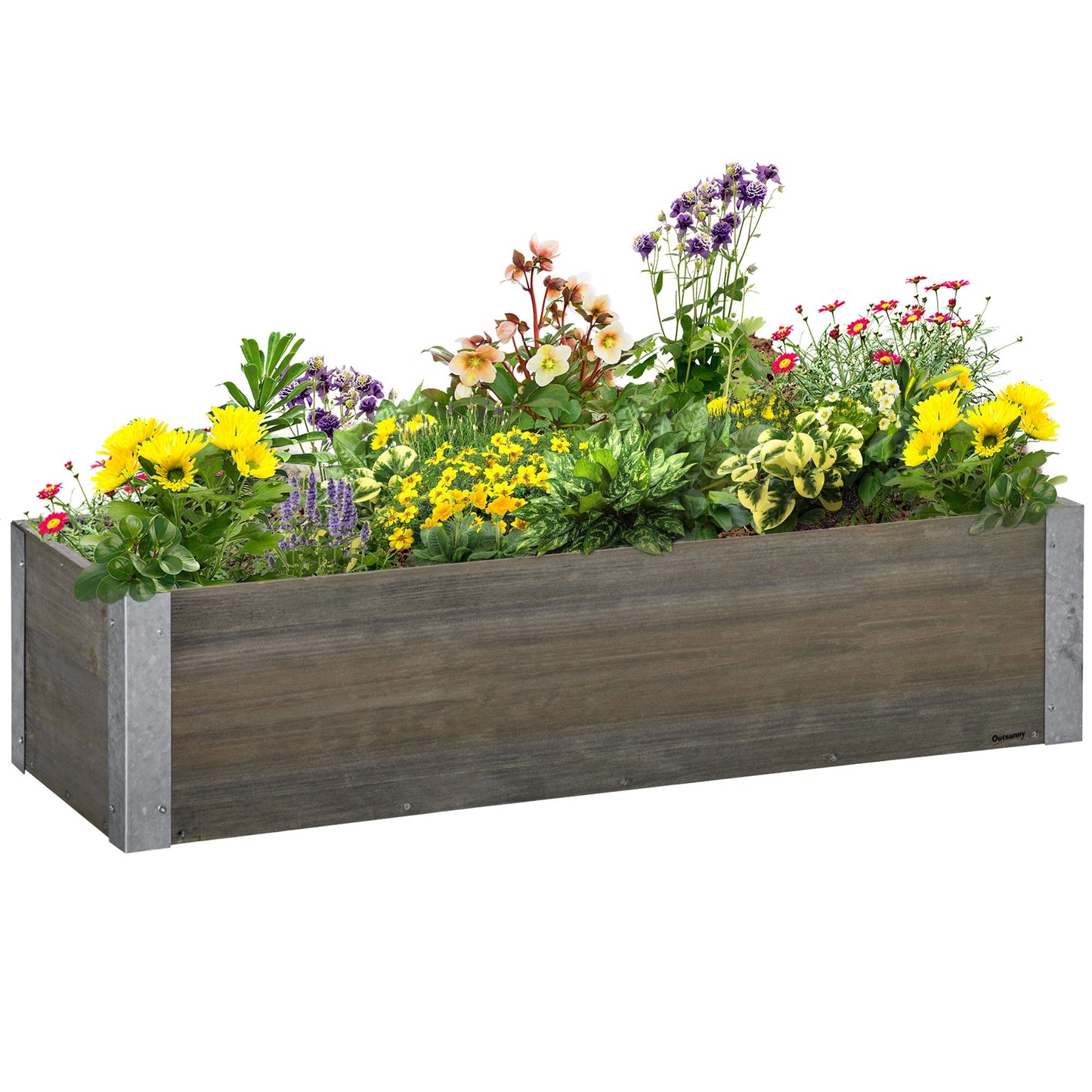 38" x 12" Raised Garden Bed Elevated Wooden Planter Box Outdoor for Backyard, Patio to Grow Vegetables, Herbs, and Flowers, Light Grey Galvanized Planter Boxes Light Grey  at Gallery Canada