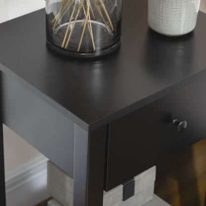 Side Table Set of 2, End Tables with Drawer and Bottom Shelf, 2-tier Nightstand for Bedroom, Living Room, Black Side Tables   at Gallery Canada