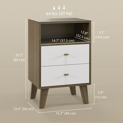 Nightstand Set of 2, Modern Bedside Table, Night Stand for Living Room with 3 Drawers and Open Storage, Grey Bedside Tables   at Gallery Canada