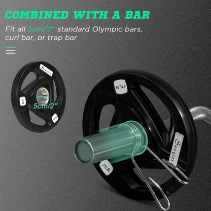 Olympic Weight Plates, Tri-Grip Barbell Weights Set Rubber Coated with 2'' Holes for Home Gym Lifting and Strength Training, 2 x 11lbs Dumbbells & Barbells   at Gallery Canada