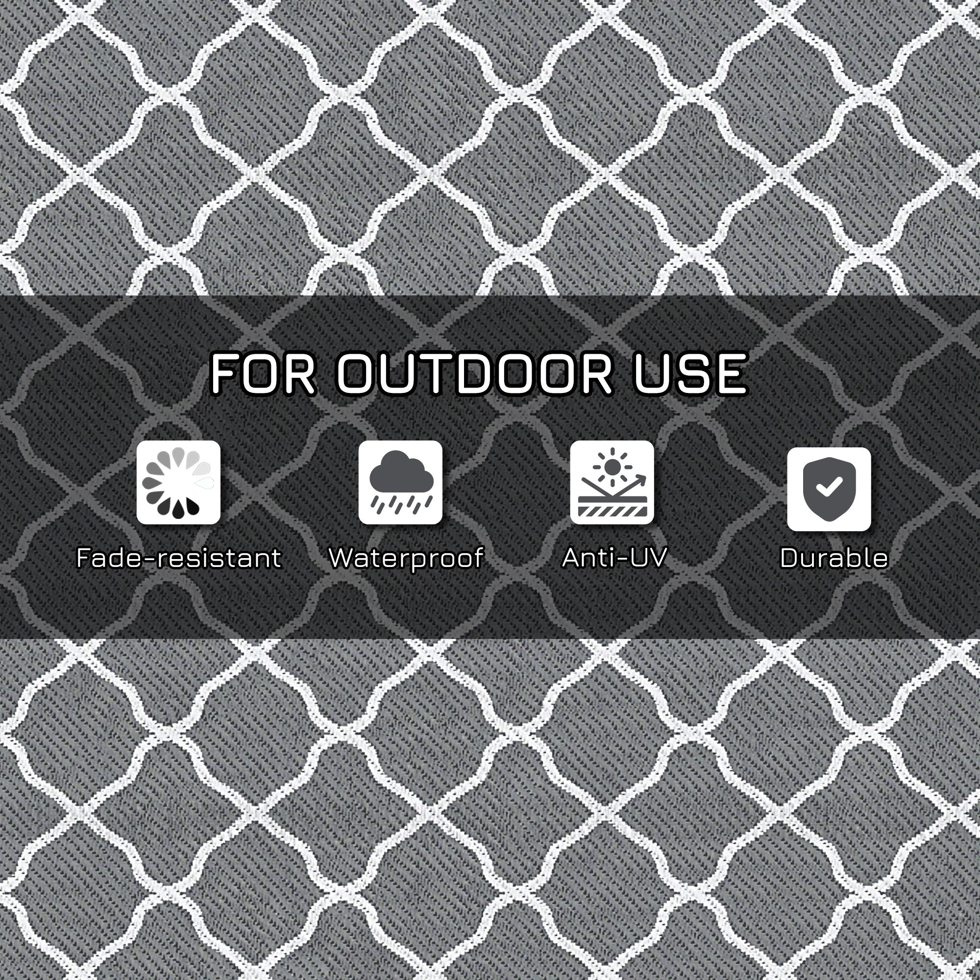 Waterproof Outdoor Rug, 6' x 9' RV Rug Reversible Mat for Backyard, Deck, Picnic, Beach, Camping, Grey &; White Net Garden Decor at Gallery Canada
