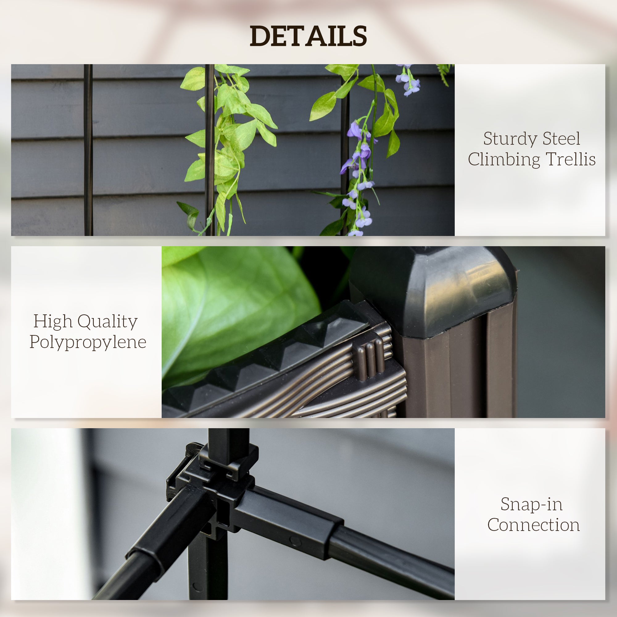 Raised Garden Bed with Trellis, Plastic Planter Box with Self-Watering Disk, Drainage Holes for Climbing Plants Elevated Garden Beds at Gallery Canada