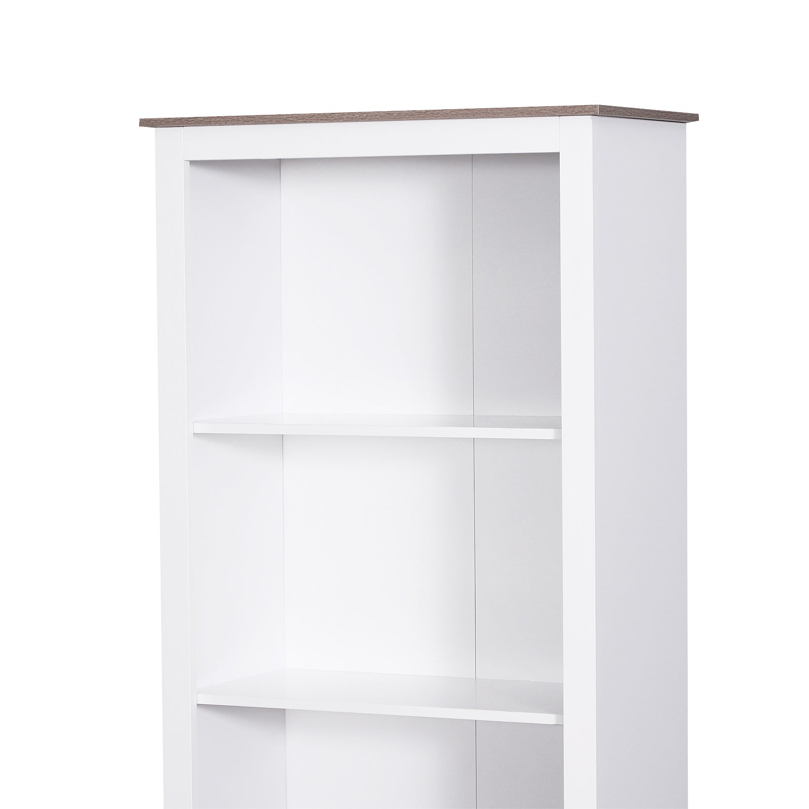 69"Tall Bathroom Storage Cabinet, Bathroom Floor Cabinet with 3 Open Shelves and Double Door Cupboard, White White Bookshelves   at Gallery Canada