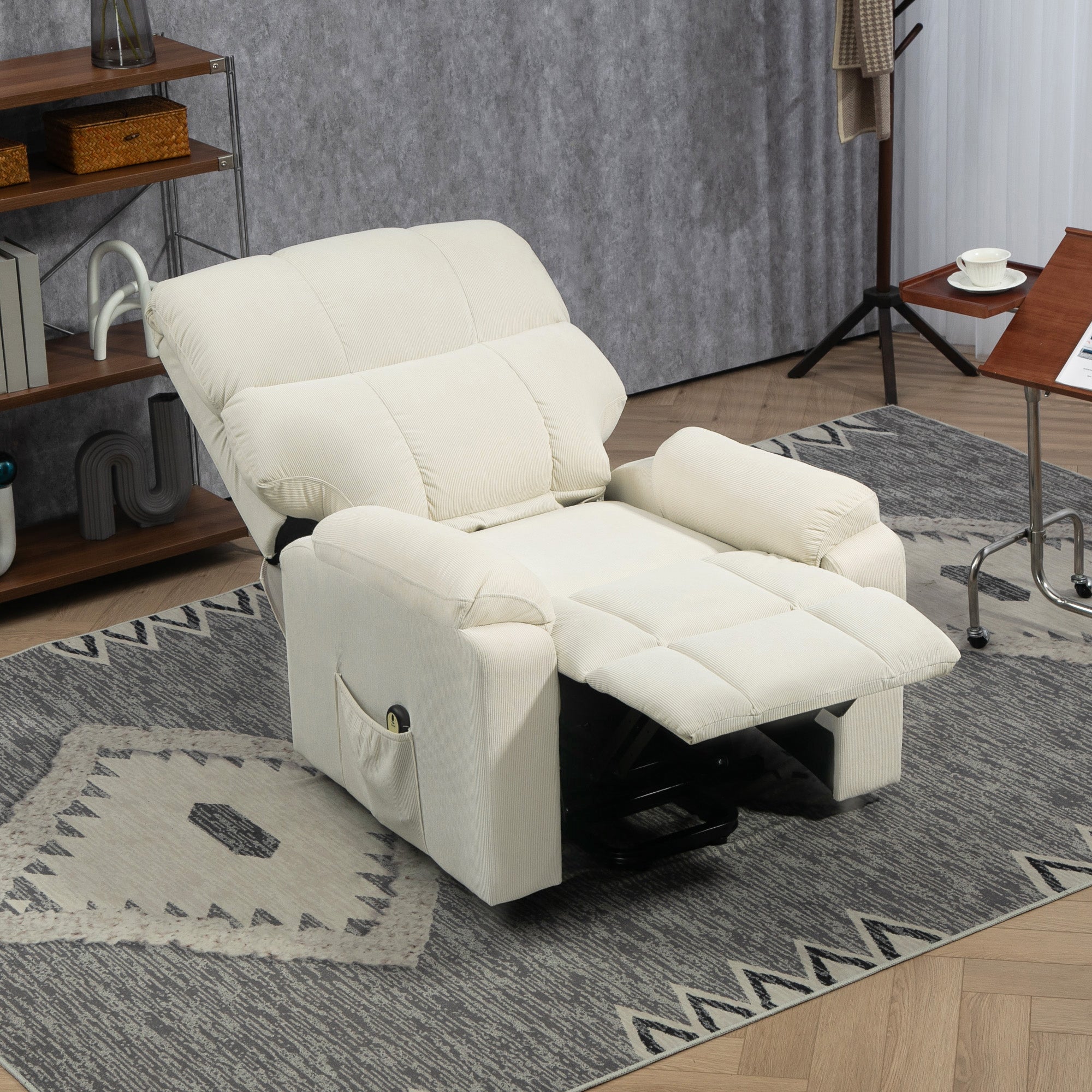 Lift Chair for Seniors, Microfibre Upholstered Power Recliner Chair with Remote, Quick Assembly, Cream White Sofas & Reclining Chairs at Gallery Canada